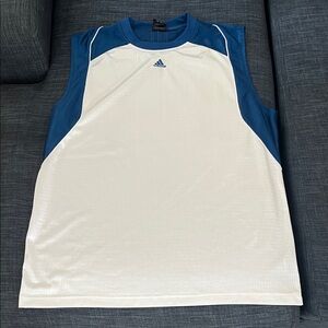 Adidas Blue and White Sleeveless Sports Top